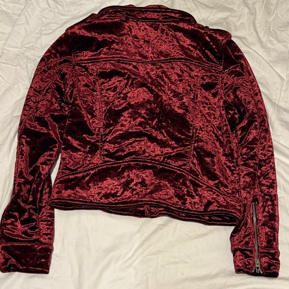 Blank NYC Burgundy Velvet Leather Jacket - Picture 3 of 4